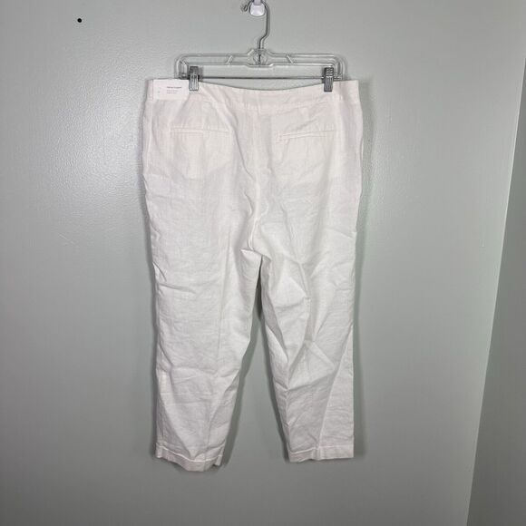 NEW Loft 12 Linen Marisa Cropped White Tapered Leg Pants Office Career Beachy - Picture 3 of 6